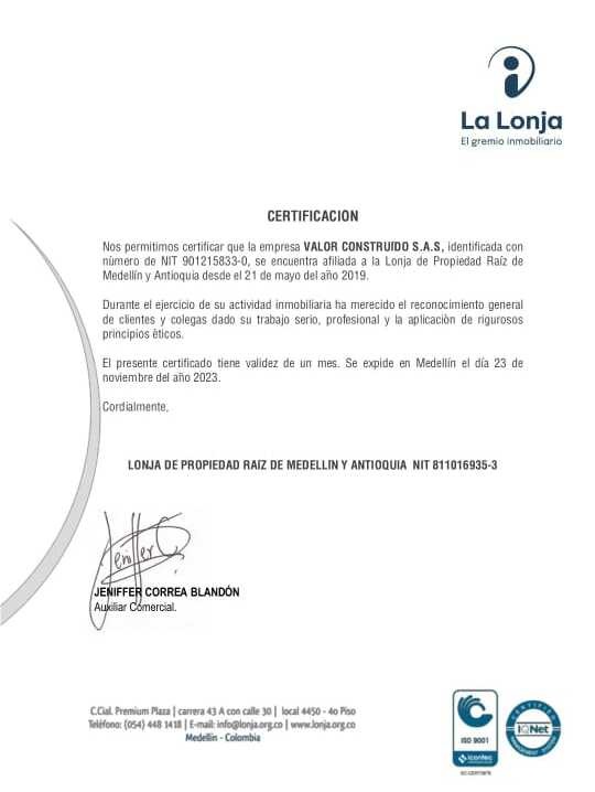 Certificación Lonja