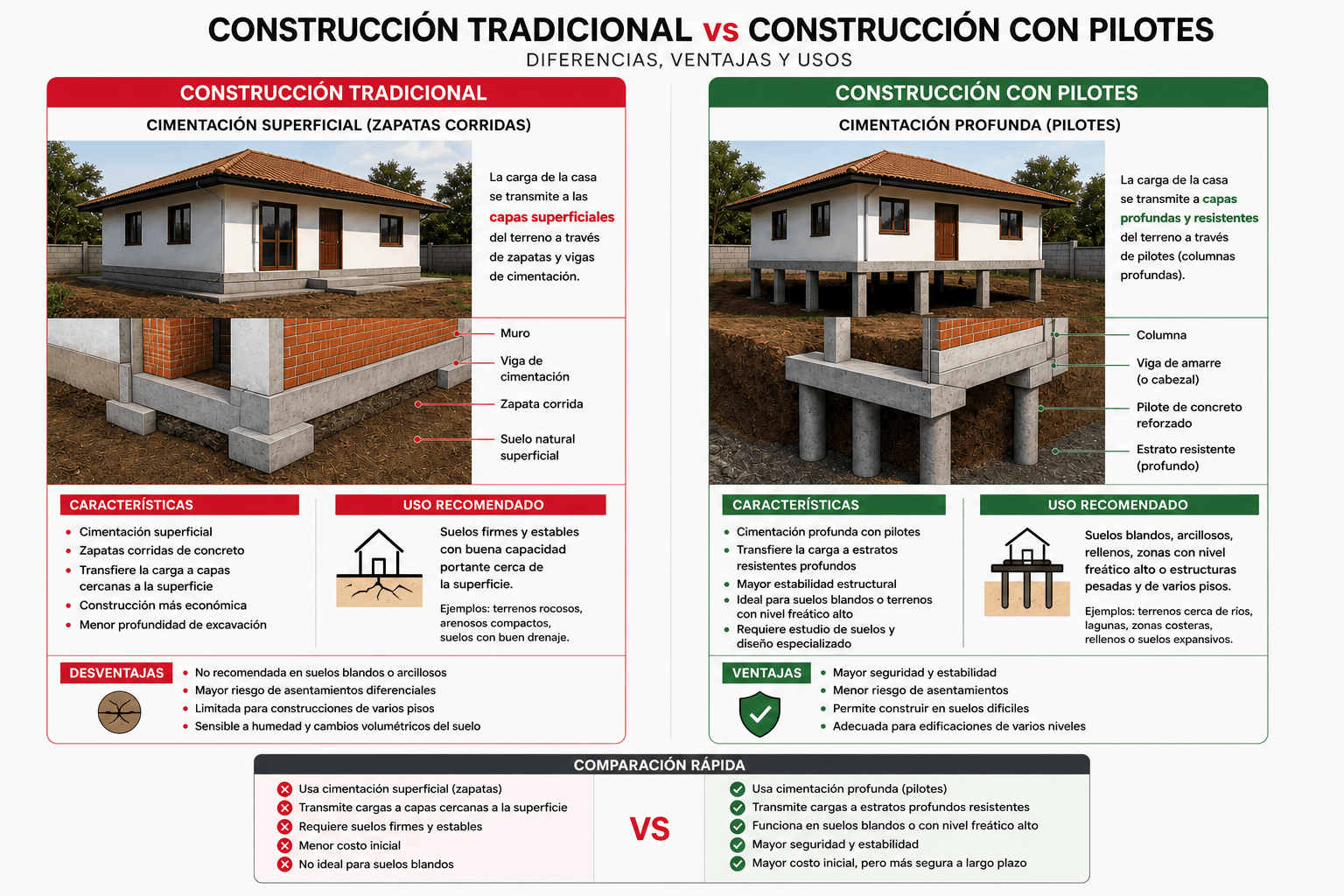 Construcción con pilotes